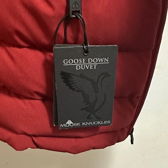 Moose Knuckles Burgundy Puffer Jacket with Fur Hood - Picture 3 of 7